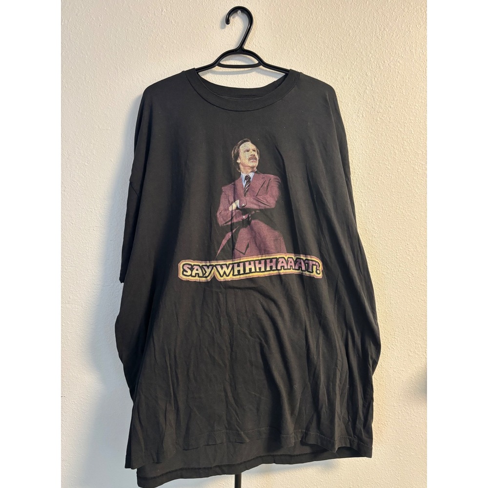 Anchorman 2 Ron Burgundy Say What Movie Graphic T-Shirt Black Mens 3XL 2013